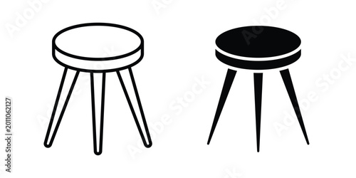 Slika na platnu Three legged stool icon vector design and illustration.