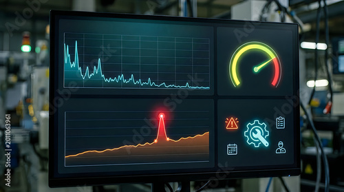 Industrial monitoring screen displaying real time performance analytics