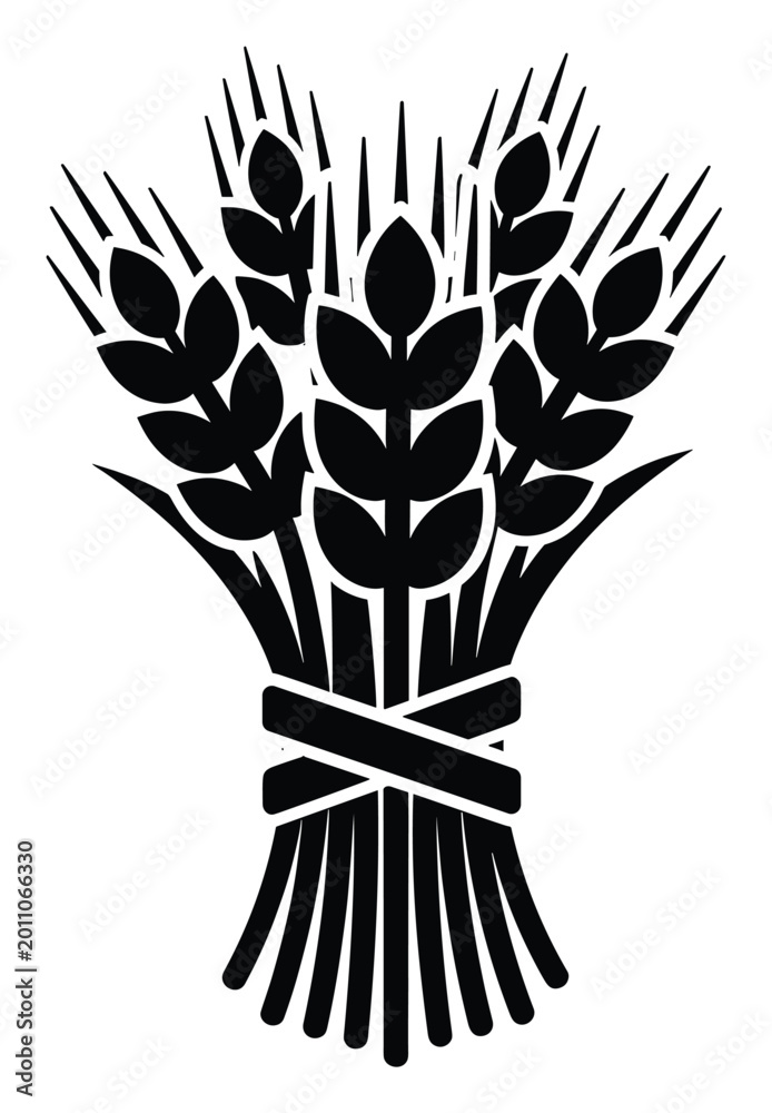 Fototapeta premium Traditional wheat sheaf icon representing farming and sustenance suitable for food packaging
