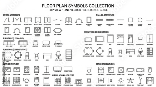 Canvastavla Collection of architectural floor plan symbols and reference guide