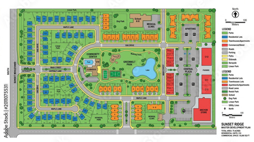 Aerial view of a residential neighborhood development plan.
