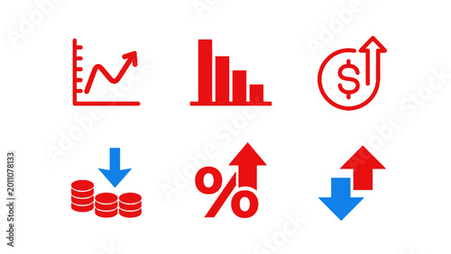 Free Download Collection of icons showing business trends, arrows, and economic movement. - GFXLoad