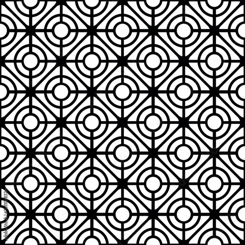 Abstract Seamlesss Geometric Black and White Grid Pattern.