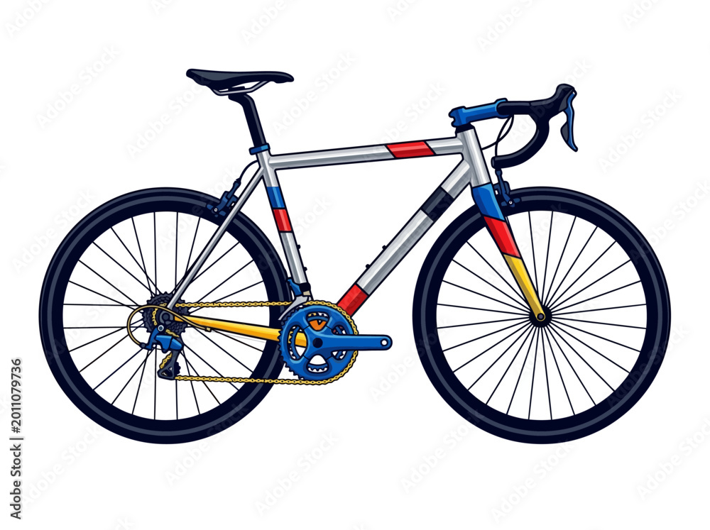 Fototapeta premium Professional Road Racing Bicycle Vector Illustration - Side View Modern Cycling Bike Graphic for Sports, Fitness, and Race Branding