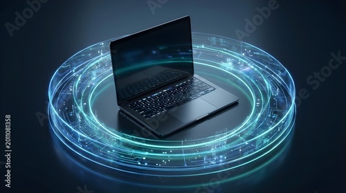 Obraz w ramie Endpoint device wrapped in concentric security protocol rings