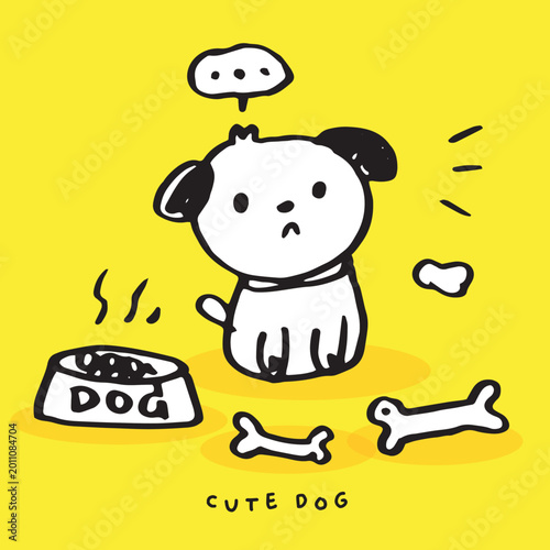 Hand drawing doodle cute dog vector illustration, Cute dog cartoon