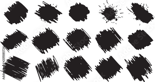 Photos Mega bundle of different ink brush strokes:rectangle,square and round freehand drawings
