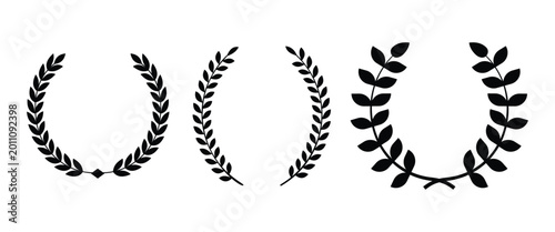 Laurel Wreath Icon Set – Award, Victory & Achievement Olive Branch Vector Collection