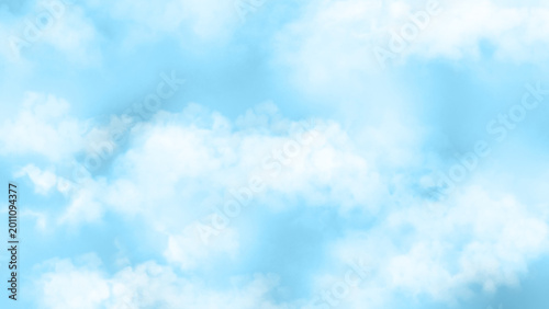 Hand Painted Illustration of Bright Blue Sky with Clouds. Soft Cloud Sky Illustration. Bright Calm Atmospheric Background. Bright blue sky filled with soft, fluffy white clouds.