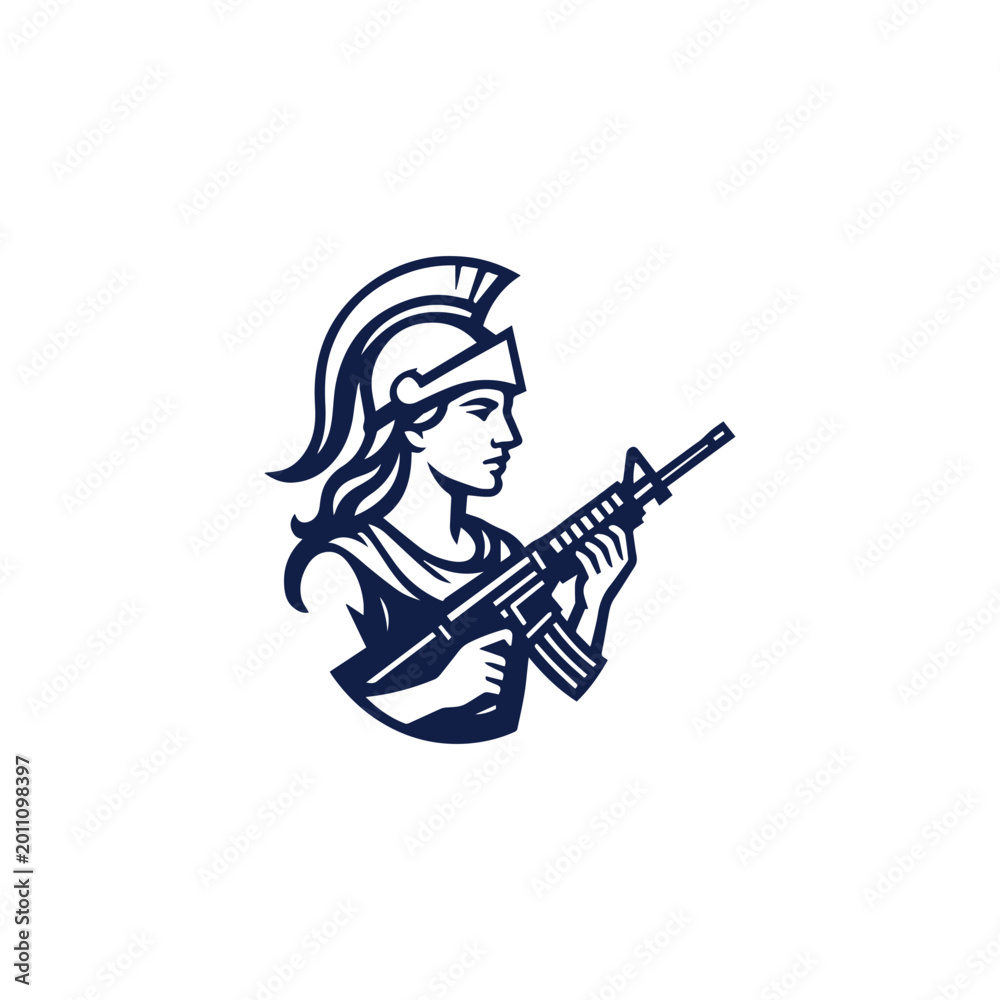 Fototapeta premium Goddess of War with Gun Logo