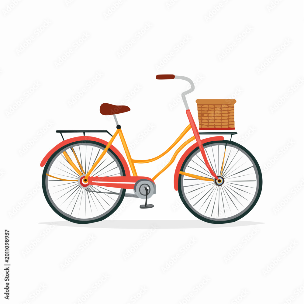 Fototapeta premium カゴ付きの自転車・シティサイクルのイラスト