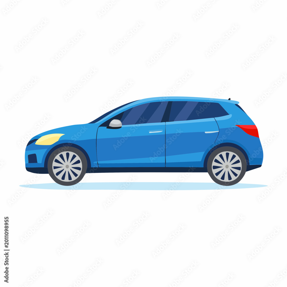 Naklejka premium 青いセダン車のイラスト