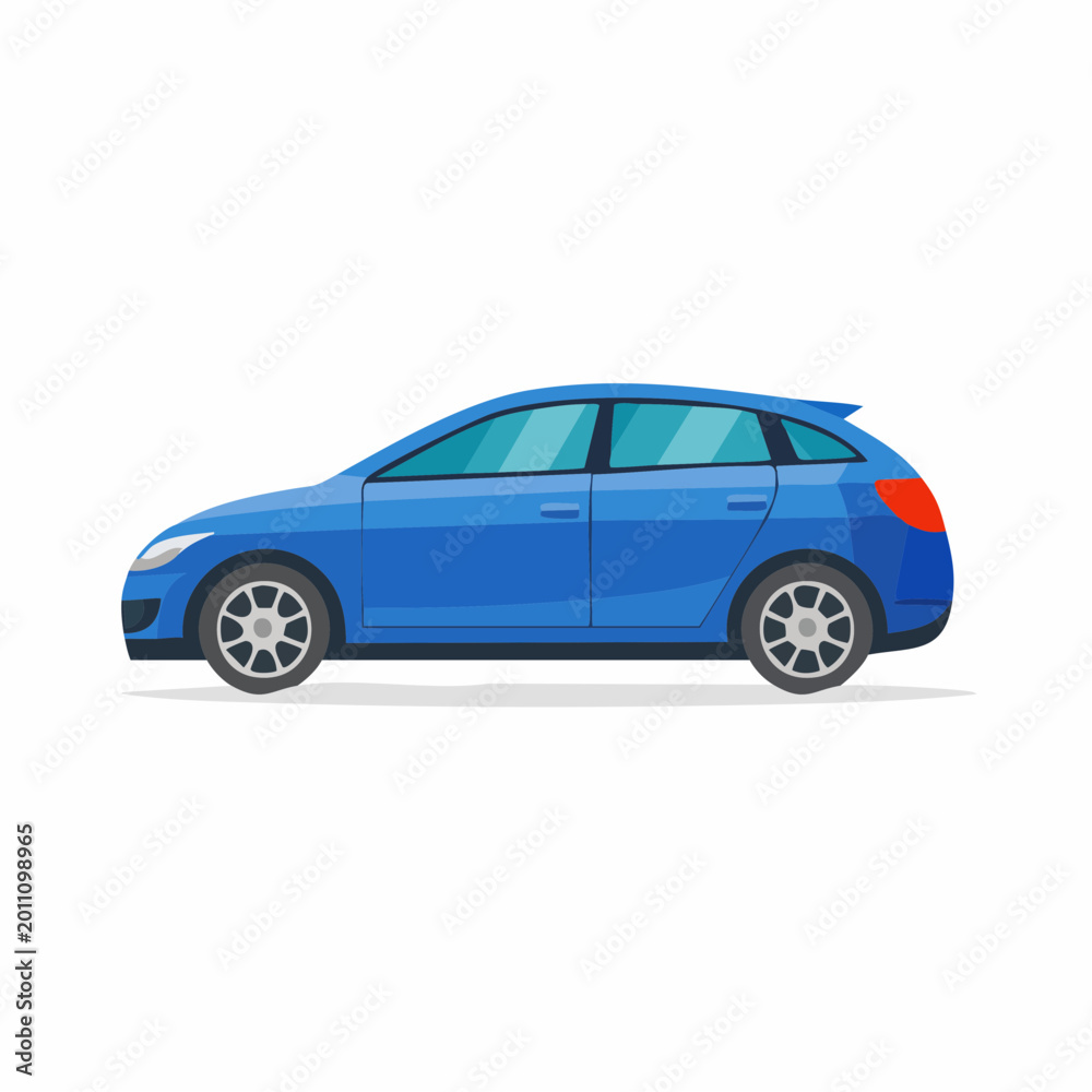 Naklejka premium 青いセダン車のイラスト