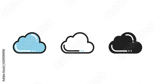 Foto Cloud Icons Set Line Art Style with Color Variations