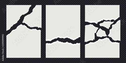 Cuadro en lienzo Ripped and torn paper frame set with rough edges