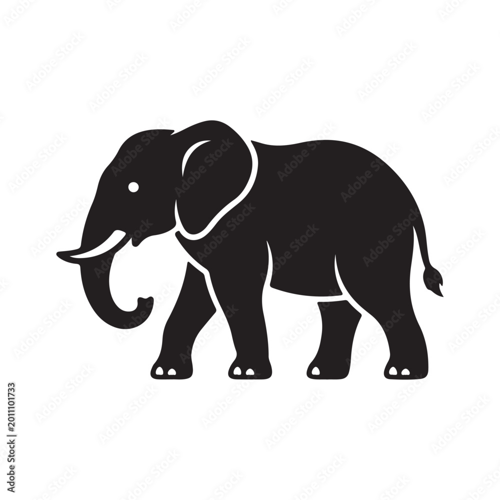 Fototapeta premium Elephant icon on White Background Vector Art Illustration on white background. 