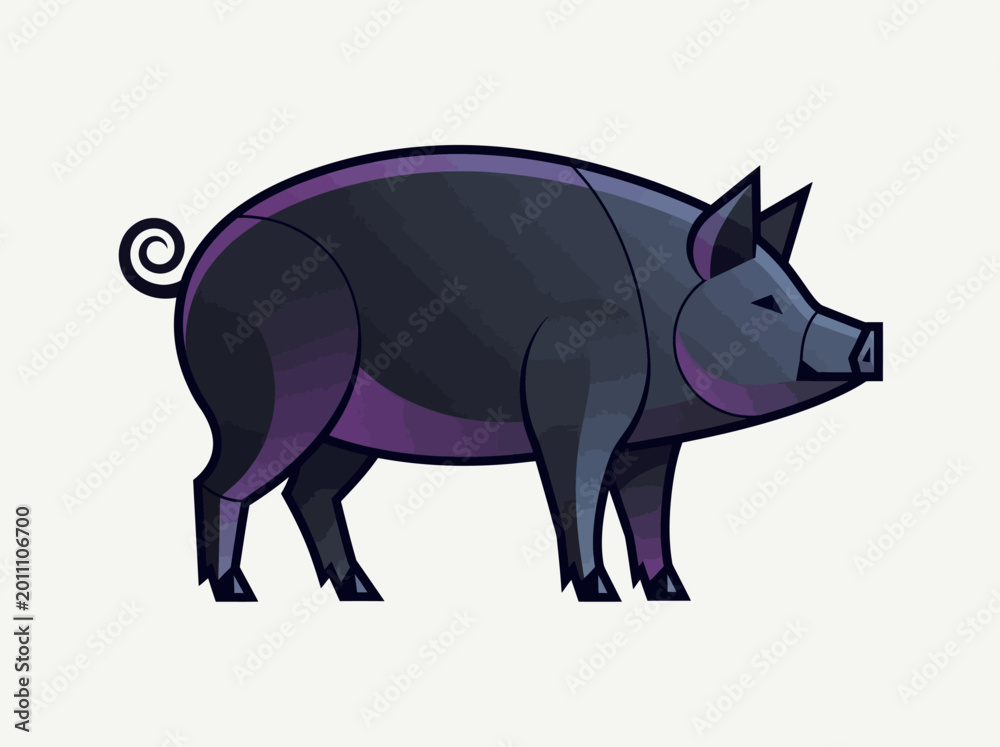 Obraz premium Modern Geometric Pig Vector Illustration, Stylized Hog Icon for Agriculture and Animal Branding