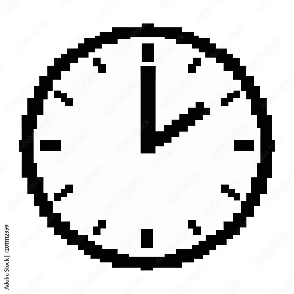 Fototapeta premium Pixel art clock face with design vector