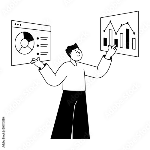 Slika na platnu A Glyph style illustration of analytics dashboard
