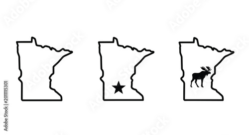 Foto minnesota state outline silhouettes with star and moose