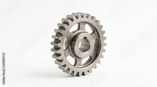 Steel sprocket isolated on white background mechanical component
