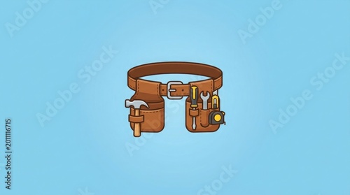 Tool belt with hammer screwdrivers and wrenches vector illustration