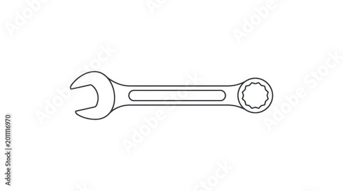 Combination wrench outline icon isolated tool illustration