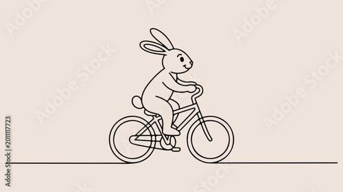 Cute Rabbit Riding Bicycle Cartoon Illustration – Funny Bunny Character Design