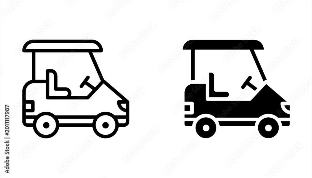 Fototapeta premium Golf cart icon set isolated on white background
