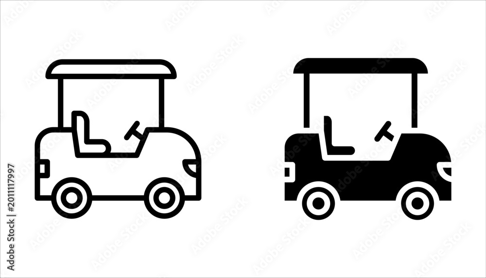 Fototapeta premium Golf cart icon set isolated on white background
