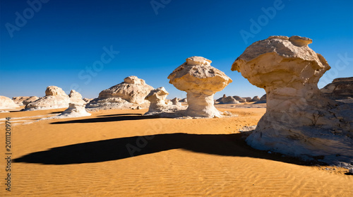 White Desert Egypt Surreal Chalk Rock Formation in Sahara