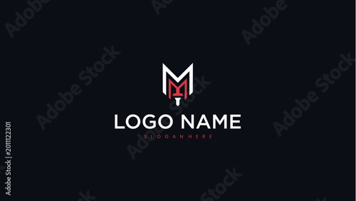 Minimalist Letter M Logo Design with Paintbrush Element