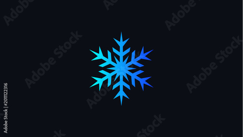 Minimalist Gradient Blue Snowflake Icon on Dark Background