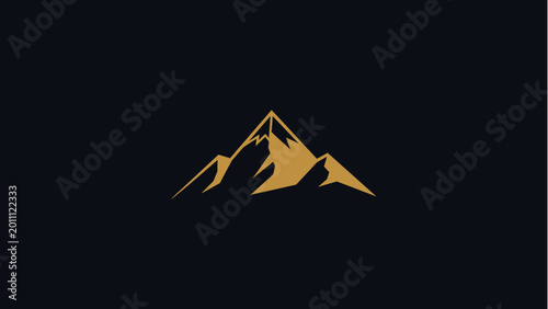 Minimalist Golden Mountain Peak Logo Symbol
