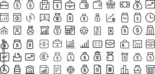 Obraz na płótnie A collection of simple, flat icons, suitable for infographics, web design, or pr