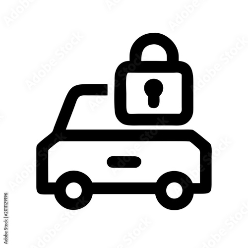 Secure car with lock symbol on top Vector