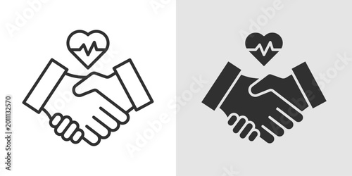 Health Partnership Icon representing collaboration between healthcare organizations, professionals, and communities to improve health services, outcomes, and shared wellness goals.