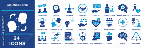 Foto counseling icon collection set