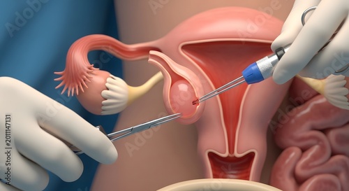 Ovarian Cyst Removal Laparoscopic Surgery Medical Illustration