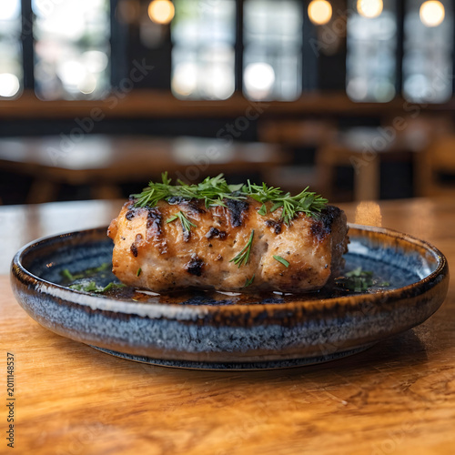 kebab of minced chicken with dill and parsley