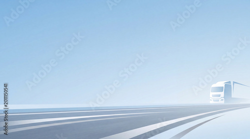 Tableau sur toile Modern semi-truck driving on a highway, symbolizing fast freight transport and logistics solutions