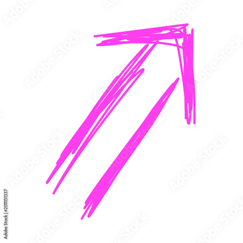 Pink Hand Drawn Sketch Arrow Pointing Up Right. Growth And Progress Direction Symbol For Business Infographics, Presentation Slides, And UI Design Elements