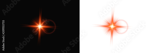 Dramatic red light effect. Starburst high resolution flare for compositing and visual effects. vector illustration on transparent background.
