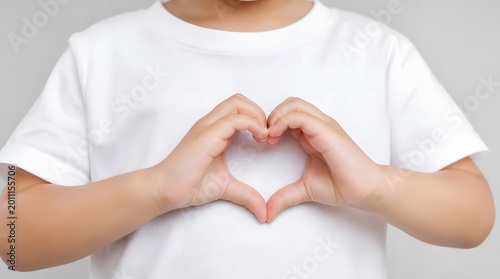 Child hands making heart shape symbol of love and kindness