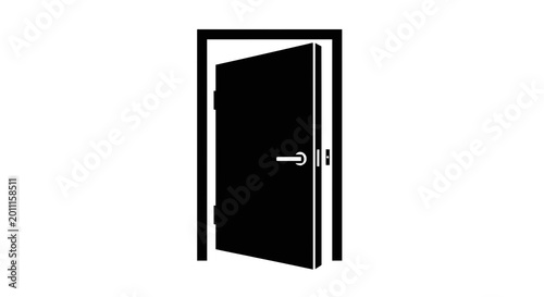 Black door with silver handle.