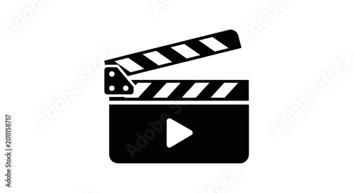 Black film clapper board icon.