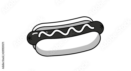 Schilderij op canvas Hot dog with ketchup and bun.
