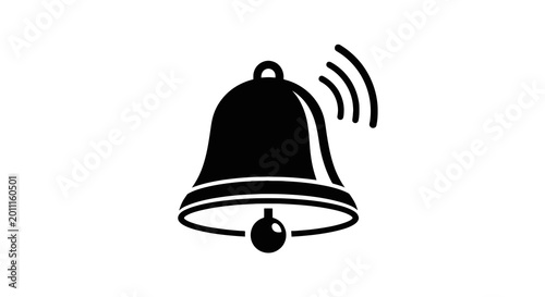 Photography Black Bell Icon With Sound Waves.