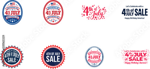 4th of july independence day sale and celebration logos