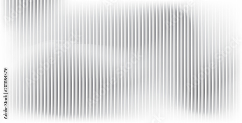 Glass background with silver ribbed effect and abstract 3D line pattern. Modern gray panel design for wall or window, adding light reflection and stylish texture to architecture.
